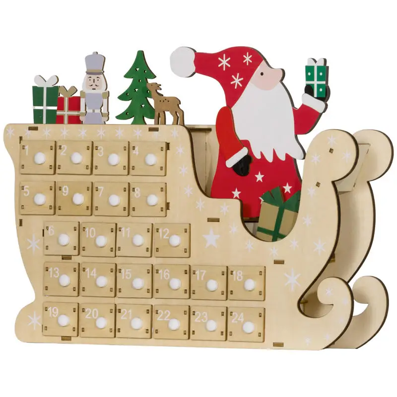 

HOMCOM Wooden Christmas Advent Calendar with 24 Countdown Drawers, Reusable Holiday Decor Xmas Gift for Kids Adults, Natural