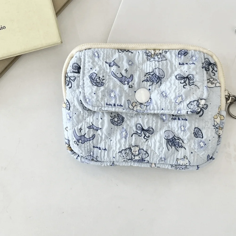 Cartoon Printing Mini Canvas Coin Purse Multifuctional Jewelry Packing Bag Cute Wallet Card Holder Korean Style