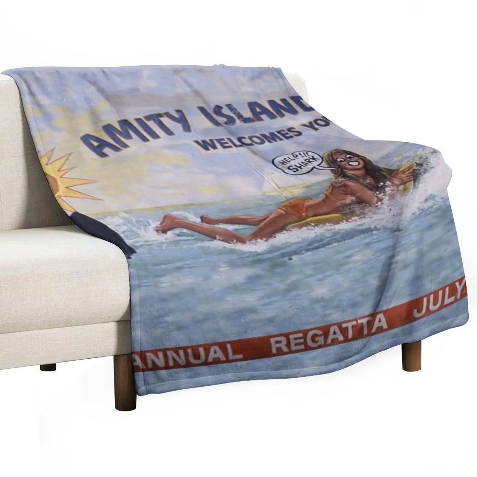 

Welcome To Amity Island Throw Blanket Polar Bed Fashionable Bed covers Heavy Blankets