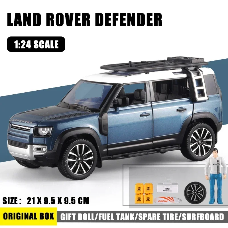 

1/24 Land Rover Defender SUV Off-road Vehicle Alloy Diecast Toy Simulated Metal Model Car Sound ＆ Light Christmas Gifts For Kids