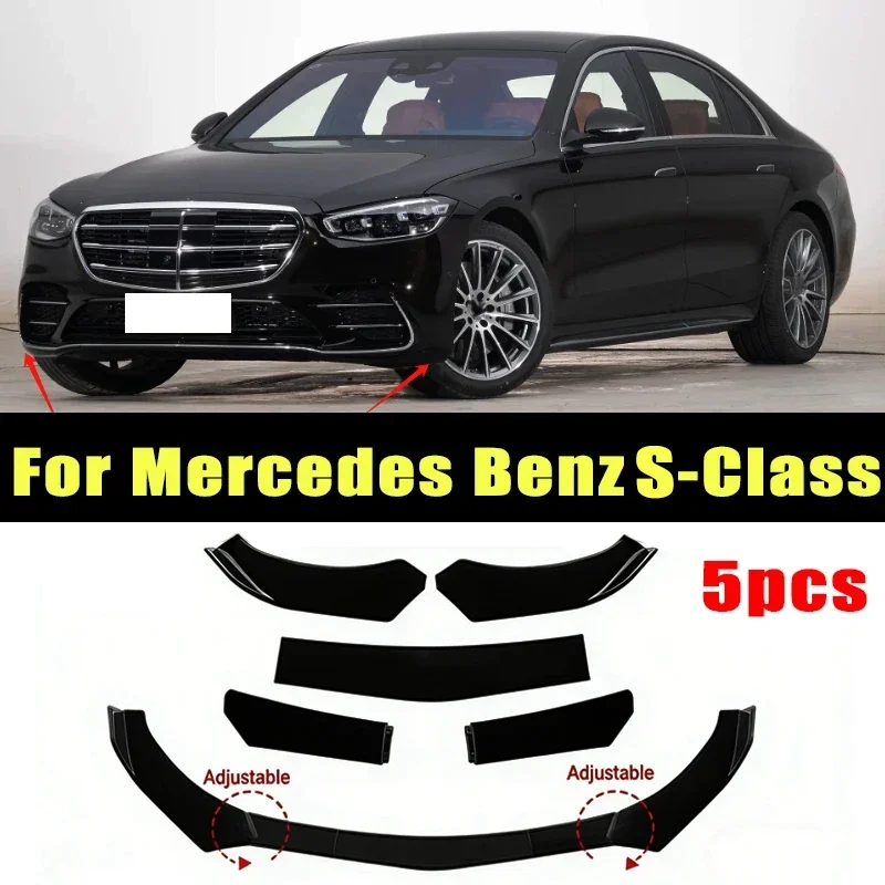 5Pcs ABS Material Universal Car Front Bumper Separator Bumper Lip Body Kit Duck Lip Separator For Mercedes Benz S-Class