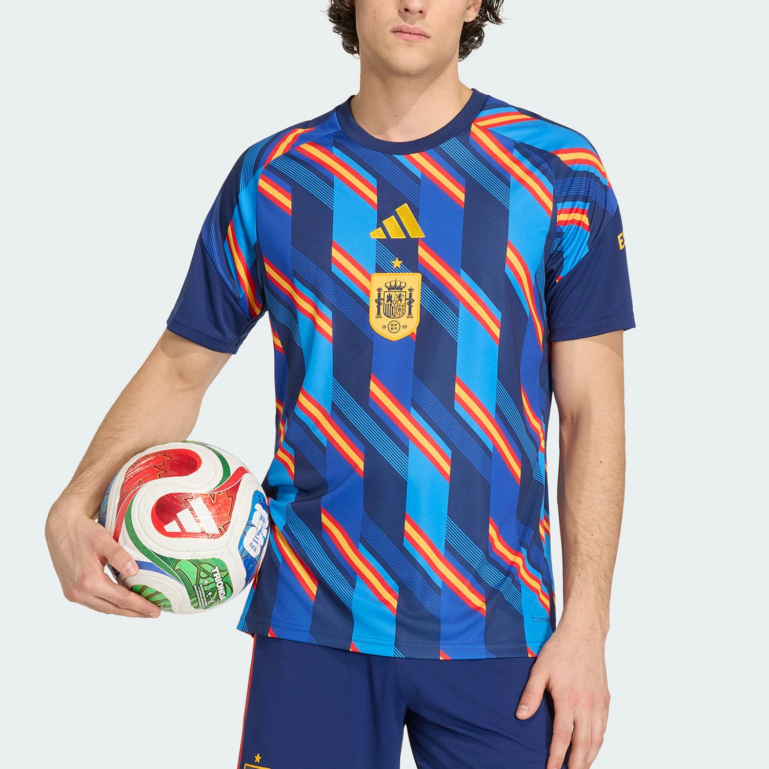 Adidas genuine Spain team men's football sports training short sleeved T-shirt KA1906