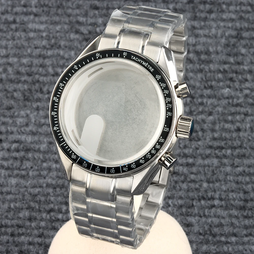 

Fit Quartz VK63 40mm Stainless Steel Case Bracelet For Seiko VK63 VK64 Movement 32.5mm Dial Waterproof Chronograph Watch Case