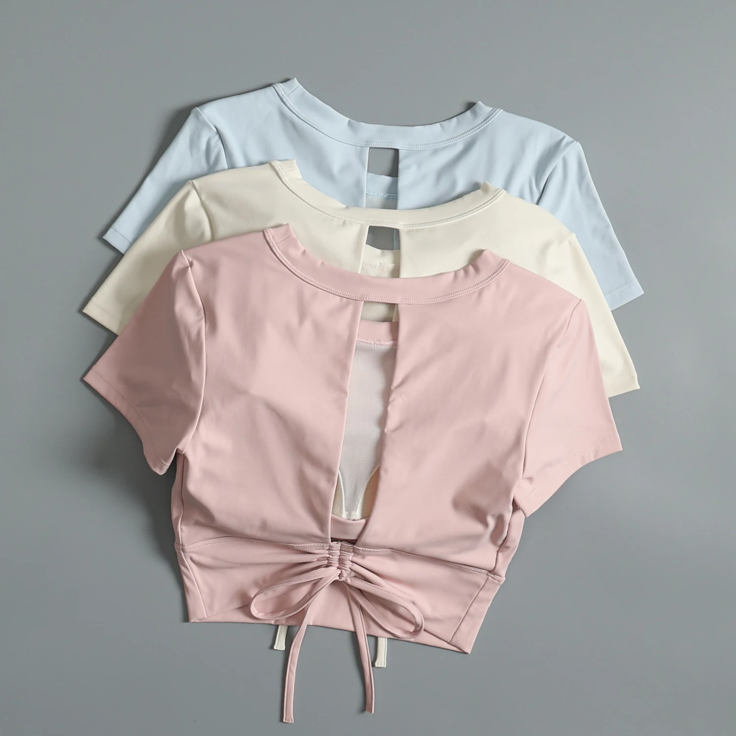 Yoga suit with chest pad sports beauty back fashionable quick-drying short-sleeved T-shirt running Pilates training fitness
