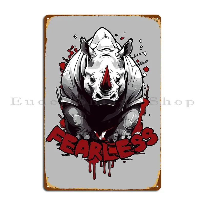 Panneau métallique Design de rhinocéros sans peur, impression de Bar, cinéma, Club, Bar, grotte murale, affiche en étain