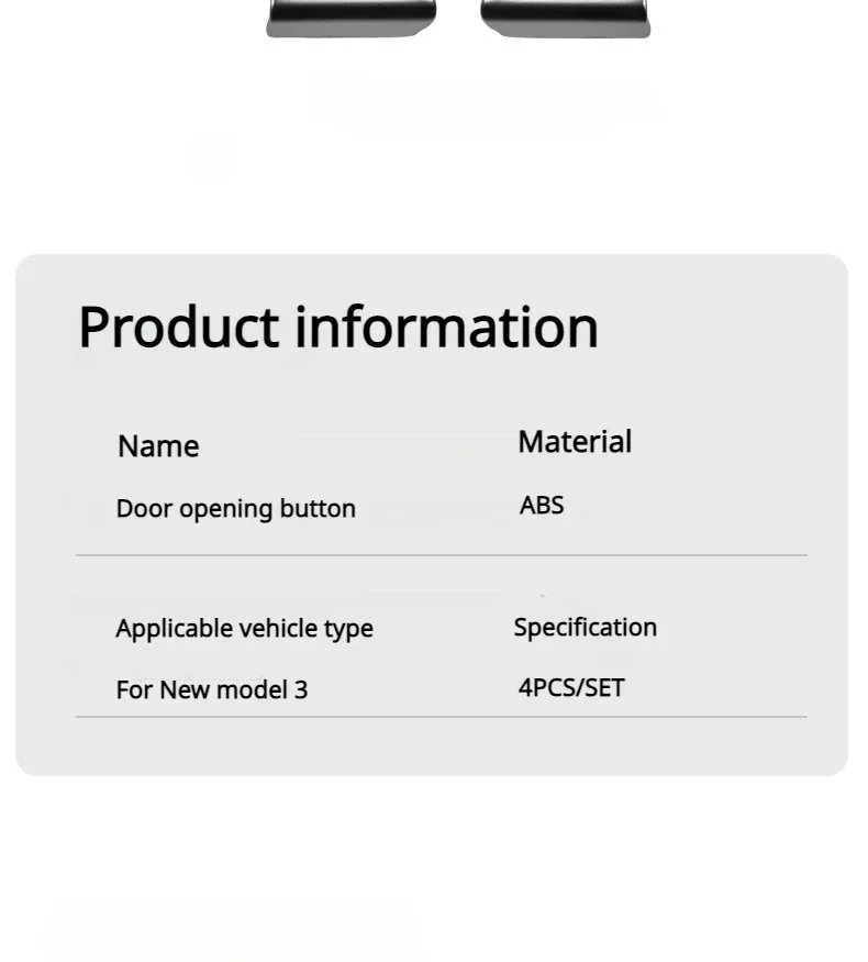 4er-Set Türknopf-Dekorationsaufkleber für Tesla Model 3 Highland Model Y Juniper 2025 ABS Türschalter-Patch Aufkleber Zierleisten Zubehör – Detail 12