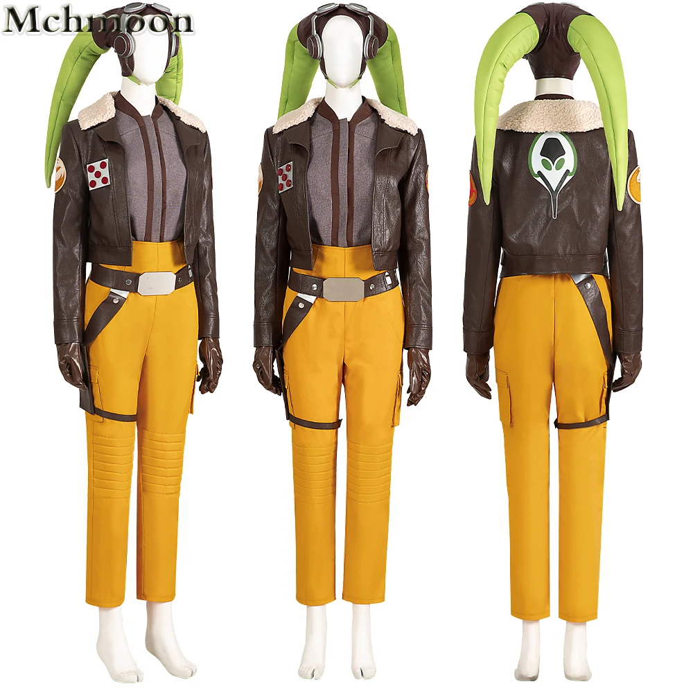 Movie Ahsoka Hera Syndulla Pilot Costume Women Hera Cosplay Jacket Pants Full Set Deluxe Battle Suit Halloween For Hat And Shoes