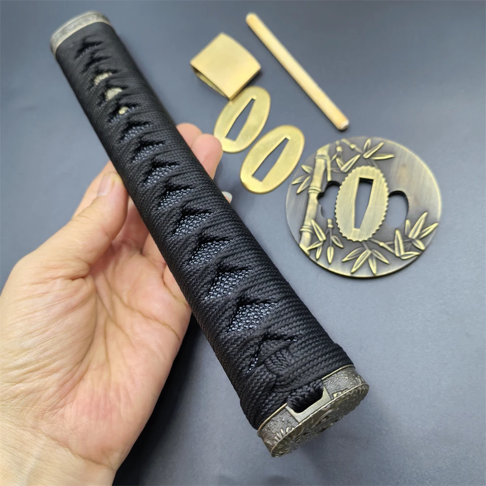 26.5cm Black Ito Handle Tsuka Alloy Tsuba Brass SEPPA HABAKI For Japanese Katana Samurai Sword Fittings