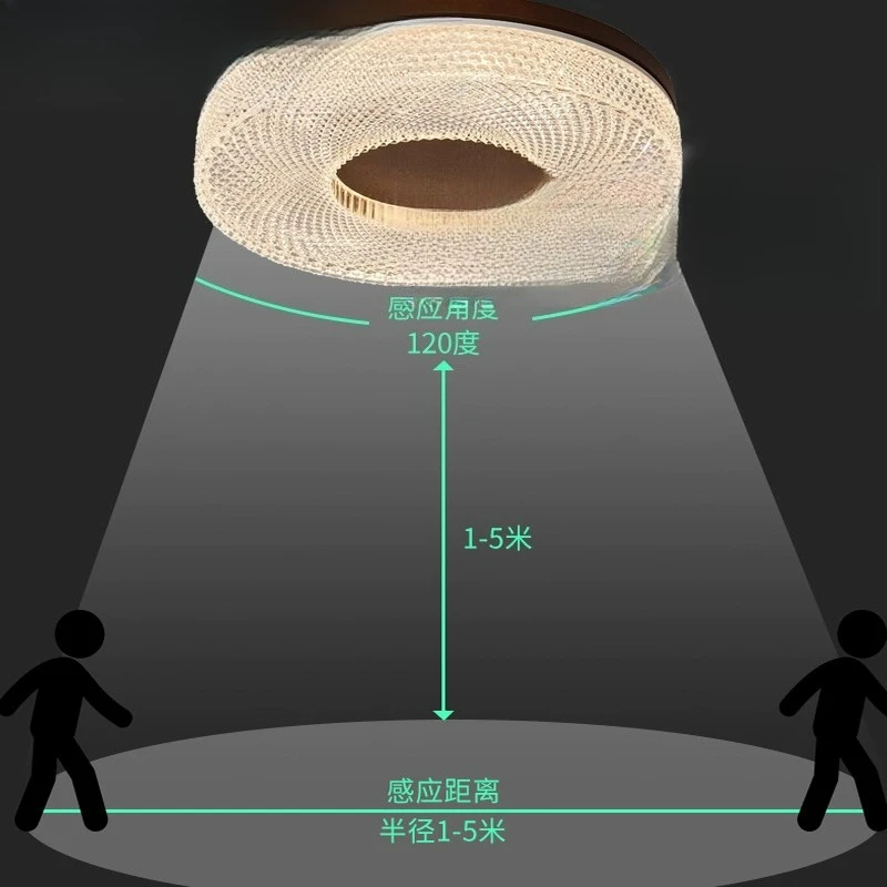 Lâmpada sensor de corpo humano de madeira maciça
