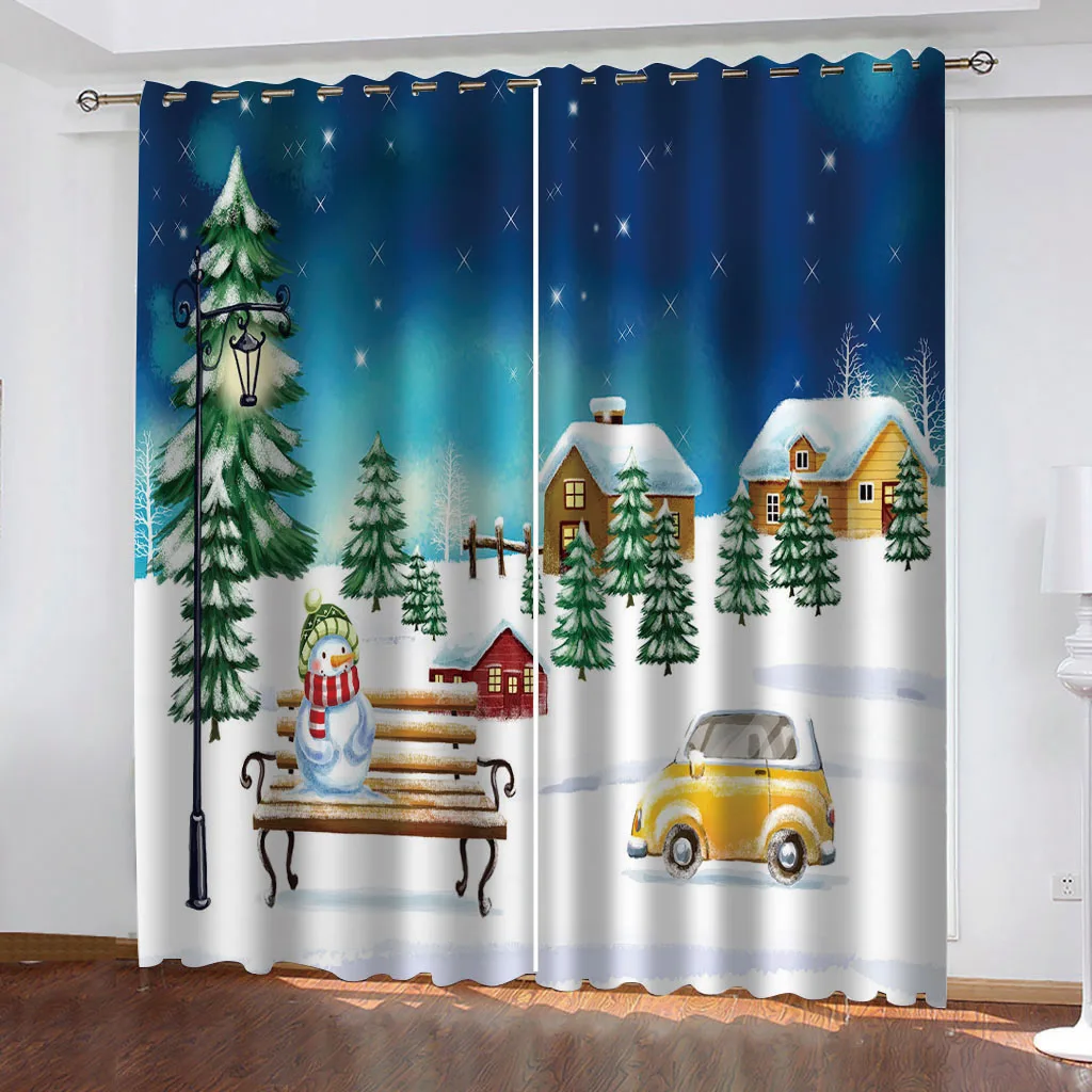 

Luxury Blackout 3D Window Curtains For Living Room Bedroom snow christmas curtains stereoscopic curtains
