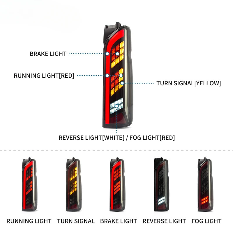 VLAND Groothandel Commuter Ses'fikile Ventury Dynamische achterlicht 2004-UP 5e KDH 200 LED Achterlicht Voor Toyota Hiace