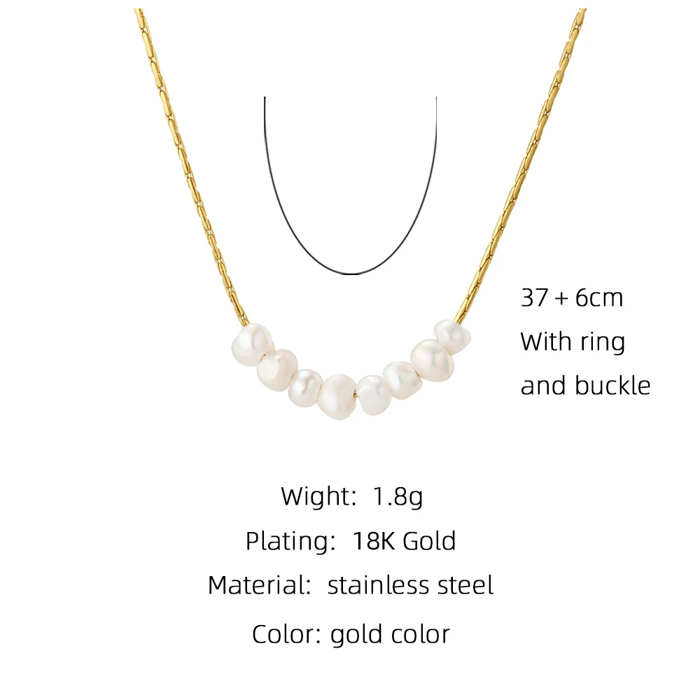 YACHAN Stainless Steel Golden Chain Necklace Natural Pearl Pendant for Woman Gold Plated Chains Necklaces Trendy Jewelry
