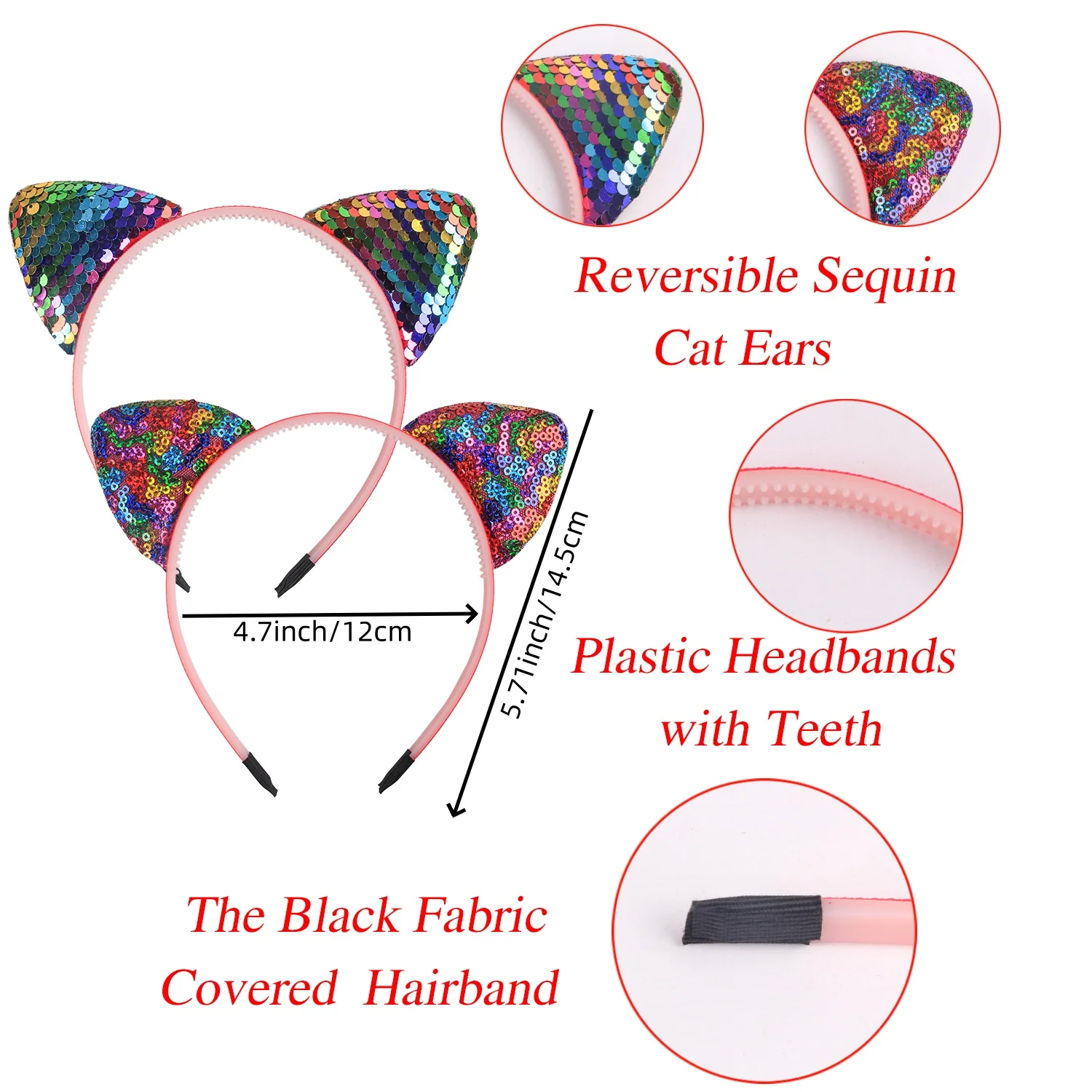 6/12 قطعة الترتر القط الأذن Headbands الفتيات عصابات الشعر الطرف لطيف بريق القط الأذن هيرباند كيتي رباطات الاطفال حفلة إكسسوارات الشعر