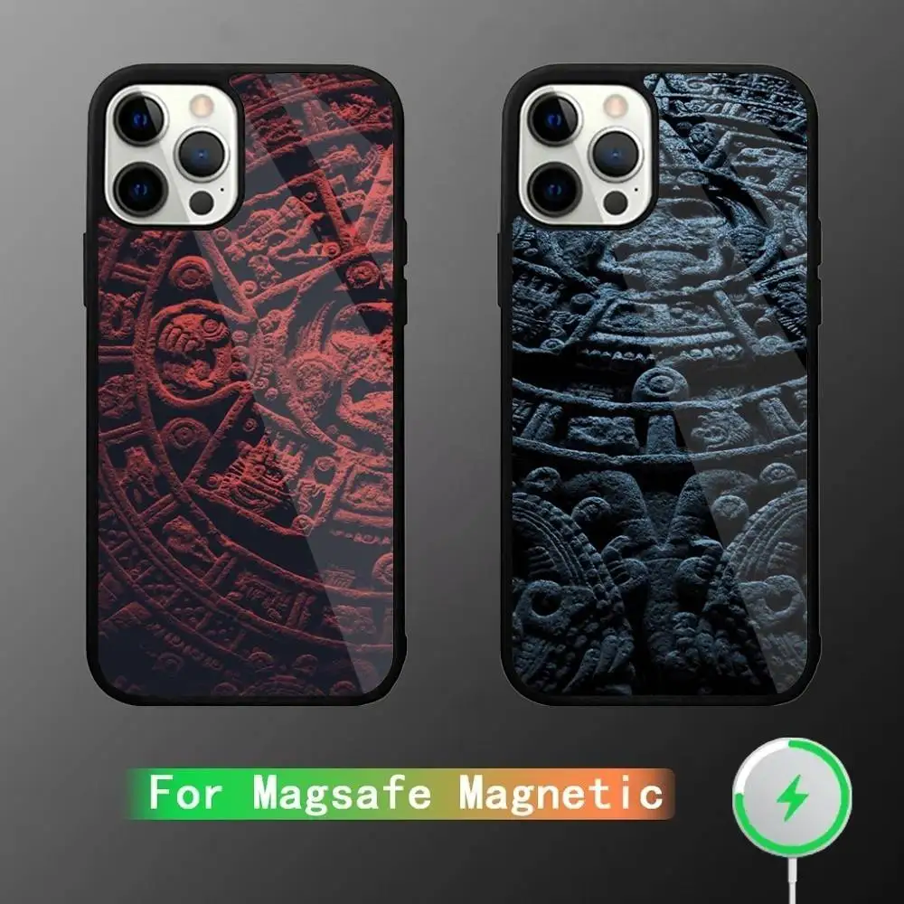 

Mayan Aztec Calendar Statue Phone Case For iPhone 16,15,14,13,12,11,Pro,Max,Plus,Mini,SE New Magsafe Magnetic Wireless Charging