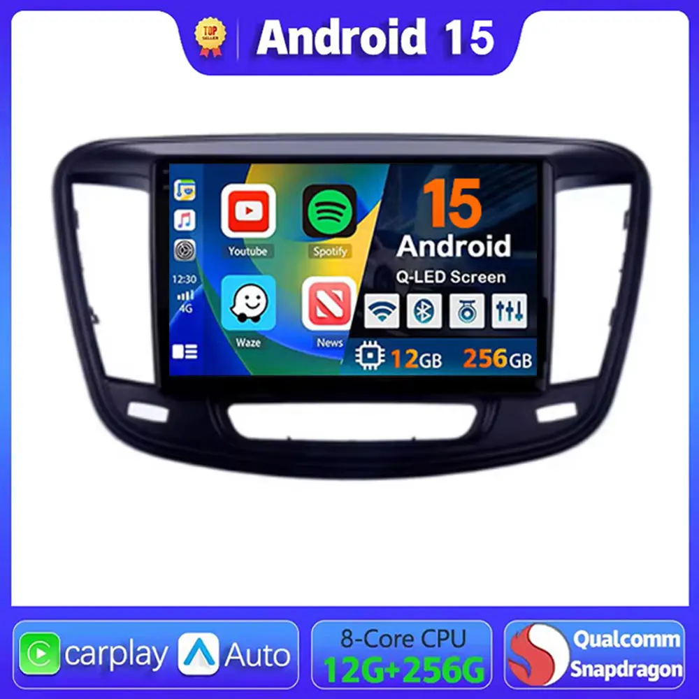 

9" Android 15 Car Raido Carplay For Chrysler 200 200C 2015 - 2019 Autoradio Multimedia Screen Stereo Video Player GPS Navigation