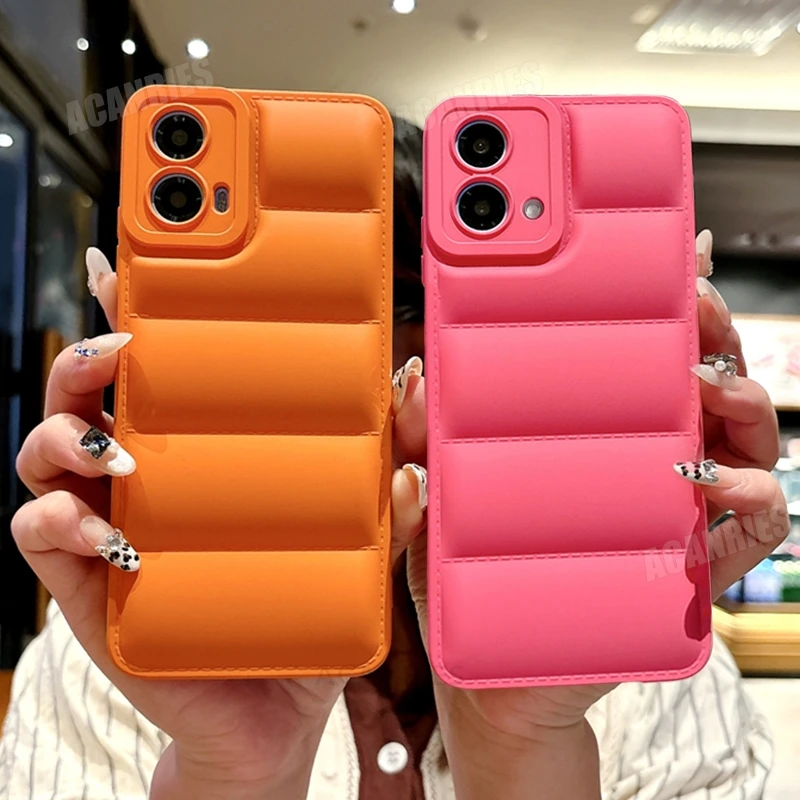 Motog84 Candy Down Jacket Case For Motorola Moto G84 G13 G23 G34 G52 G54 G64 G62 G73 G32 G22 E20 E22 E30 E40 Silicone Soft Cover