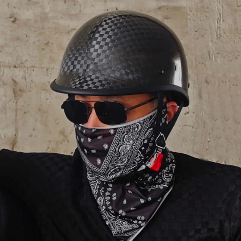 

Ultra-light 12K Carbon Fiber Helmet Men's Motorcycle Half Helmet Summer Halley Motorcycle Cruising Retro Helmets DOT Certified