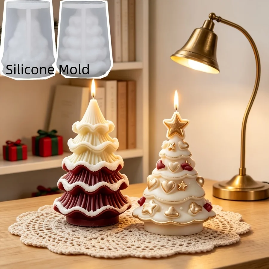 DIY Candle Mold - Wave Wrinkle/Love Star Christmas Styling DIY Aromatherapy Candle Dropping Plaster Mold Christmas Day Desktop