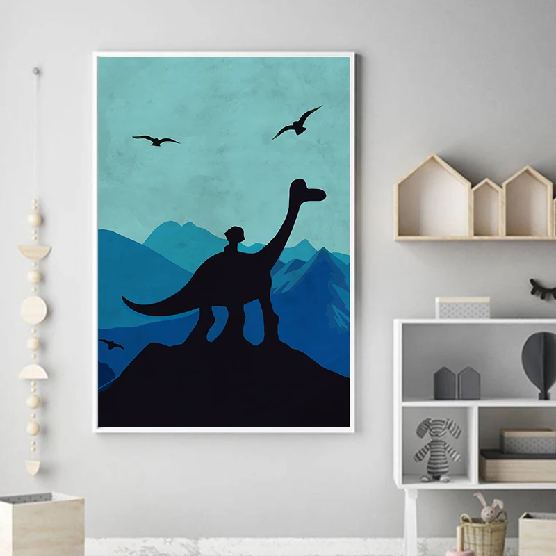The Good Dinosaur Minimalist Poster Arlo and Spot Characters Print Cartoon Movie Art Canvas Painting Kids Room Wall Decor