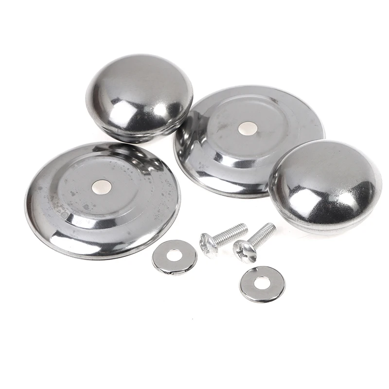 2pcs/set Stainless Steel Replaceable Cover Button Pan Pot Glass Lid Cover Handle...
