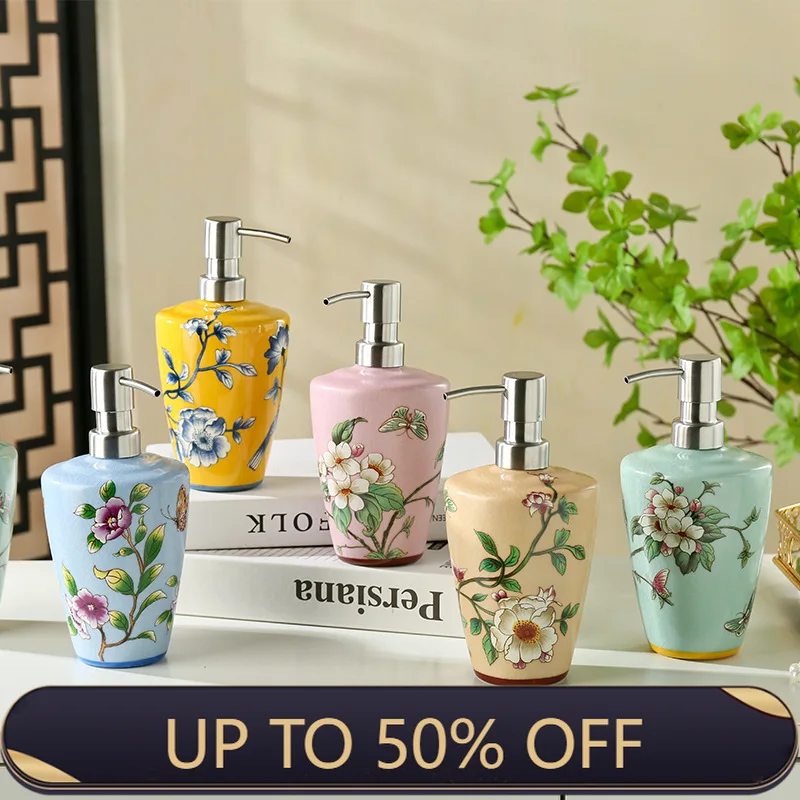 480ml Soap Dispenser Press Bottle Stainless Steel Pump Head Ceramic Hand Soap Body Wash Shampoo