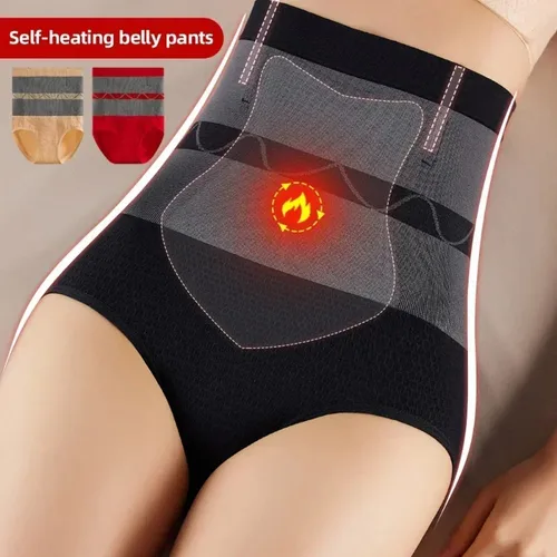 Imagen 2 del producto Bragas adelgazantes de cintura alta para mujer, moldeador de cuerpo, entrenador de cintura, levantamiento de glúteos, ropa interior cálida sin rastro, calzoncillos calientes