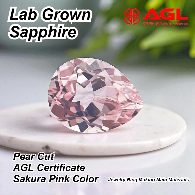 

High Quality Lab Grown Sapphire Pear Cut Sakura Pink Color Charms Jewelry Ring Making Main Materials Selectable Certificate