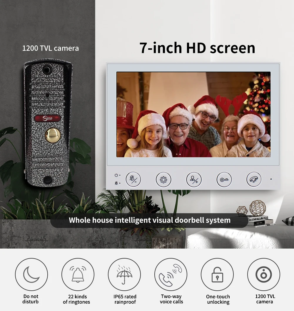 Anjielo smart 7 Zoll HD Video Intercom 1200tvl Kamera Türklingel mit Bewegungs erkennung Nachtsicht Sicherheit mit Modus Farbbild schirm