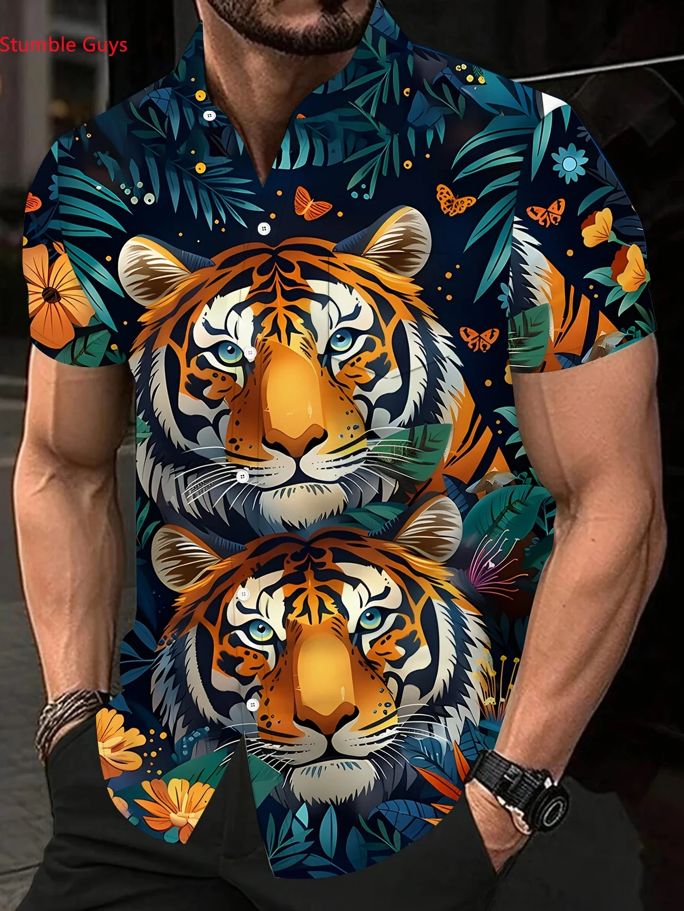 High Street Fashion Beach Hawaiian Shirt For Men Summer Man Short Sleeve Casual Print Street Style Party Outfits