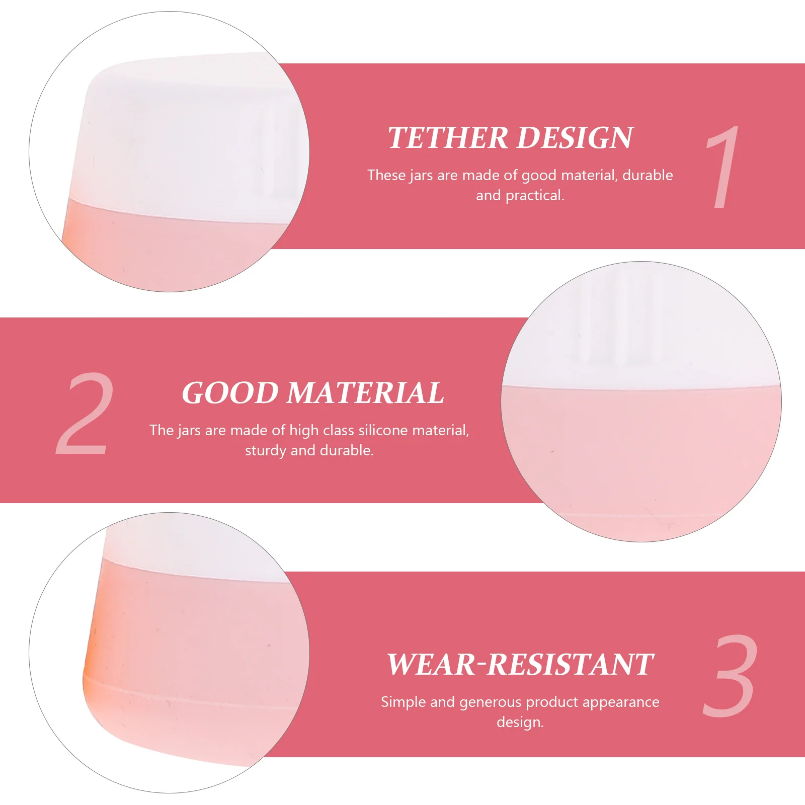 

3Pcs Silicone Sample Jars Durable Travel Containers Leakproof Design Random Color Travel Jar Silicone Sample Jars