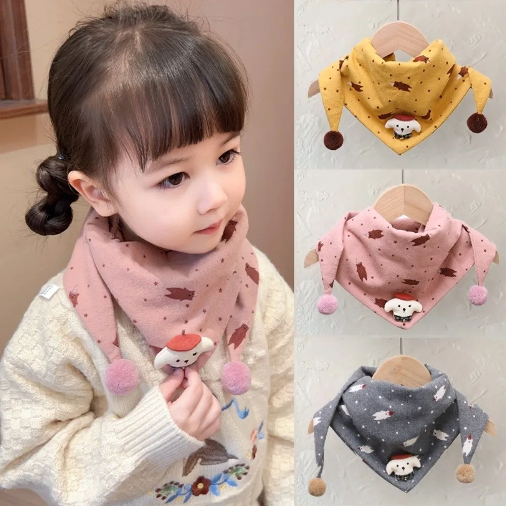 

Милый мультяшный хлопковый треугольный шарф, зимний теплый ветрозащитный уличный детский шейный платок, утолщенное детское полотенце для рта