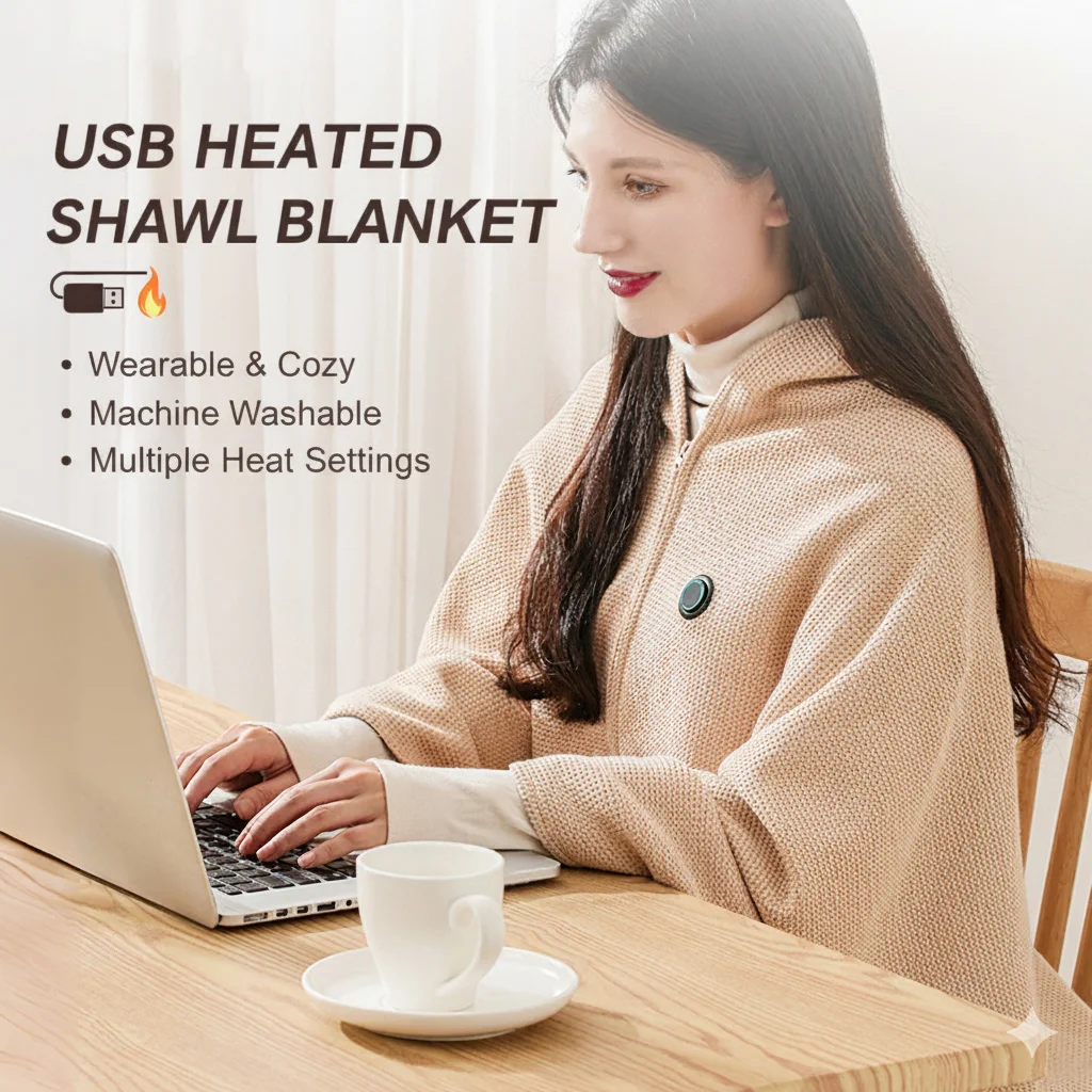 Graphene Heating USB Electric Blanket Portable Warm Blanket Washable Shoulder Knee Fast Heating Winter Home Camping Warm Blanket