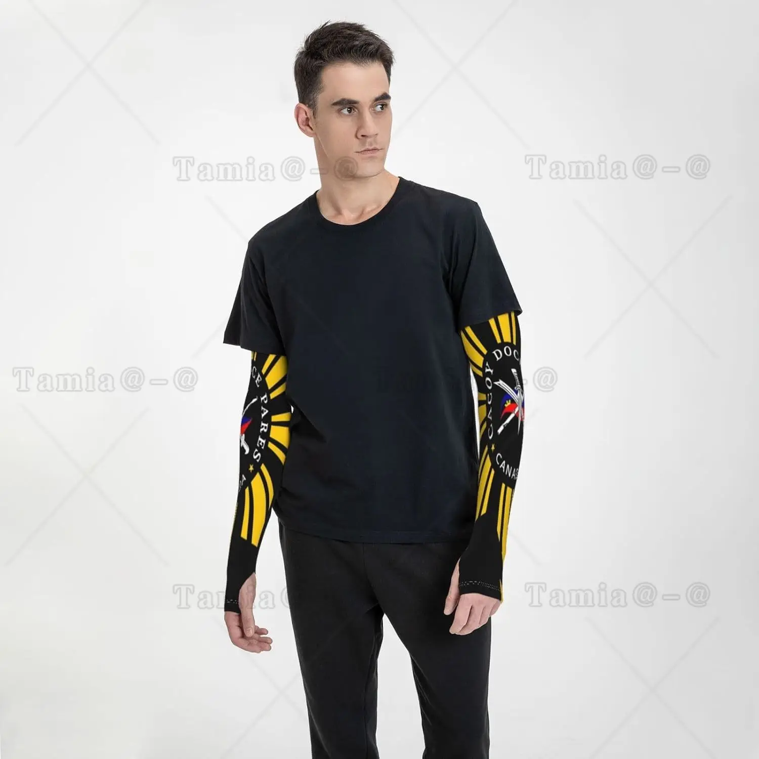 علم الفلبين الفلبيني وأكمام للذراع ونجوم الشمس وحماية من الأشعة فوق البنفسجية وأكمام رياضية من الحرير الجليدي للجنسين