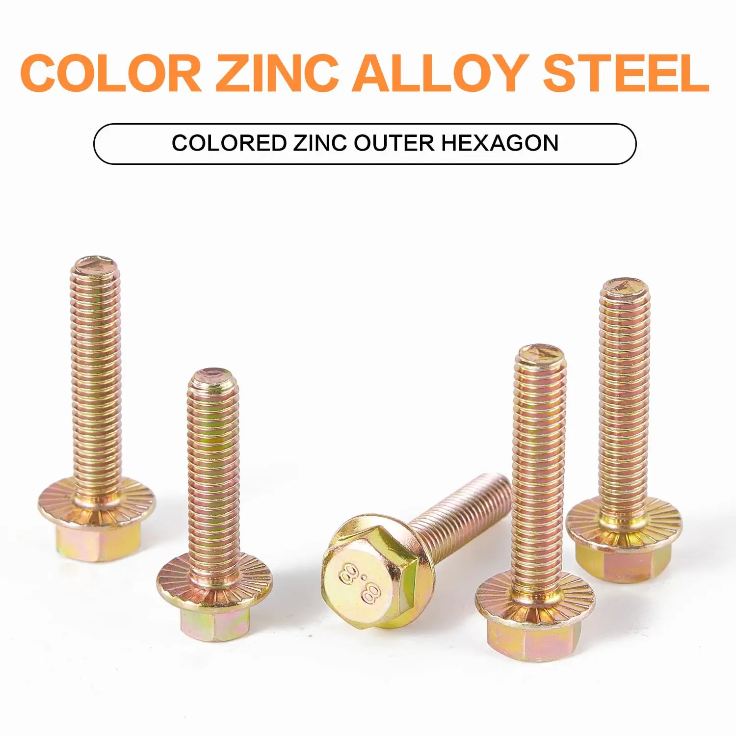 40 قطعة M8 x 25/30/35/40 مللي متر متري شفة مسدس الترباس مع مجموعة متنوعة الجوز ، سبائك الصلب الصف 8.8 ، الأصفر الزنك مطلي #6