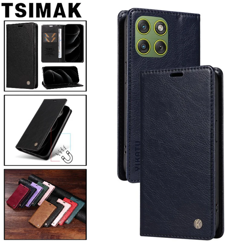 

Leather Case For Motorola Edge 70 60 Fusion 50 Pro 40 Neo Magnetic Flip Wallet Cover for Moto X70 Air X50 Ultra S50 Neo Case