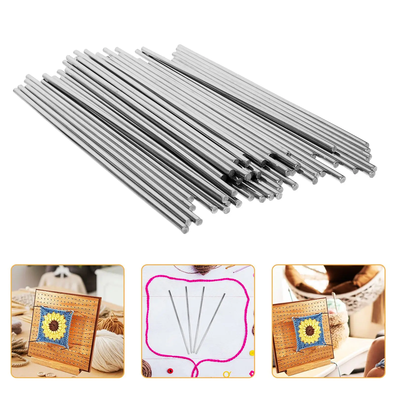 

50 Pcs Steel Blocking Pins Metal Crochet Tools 6 Inches Knitting Pin Set Hole Board Accessories Weave Needles Durability