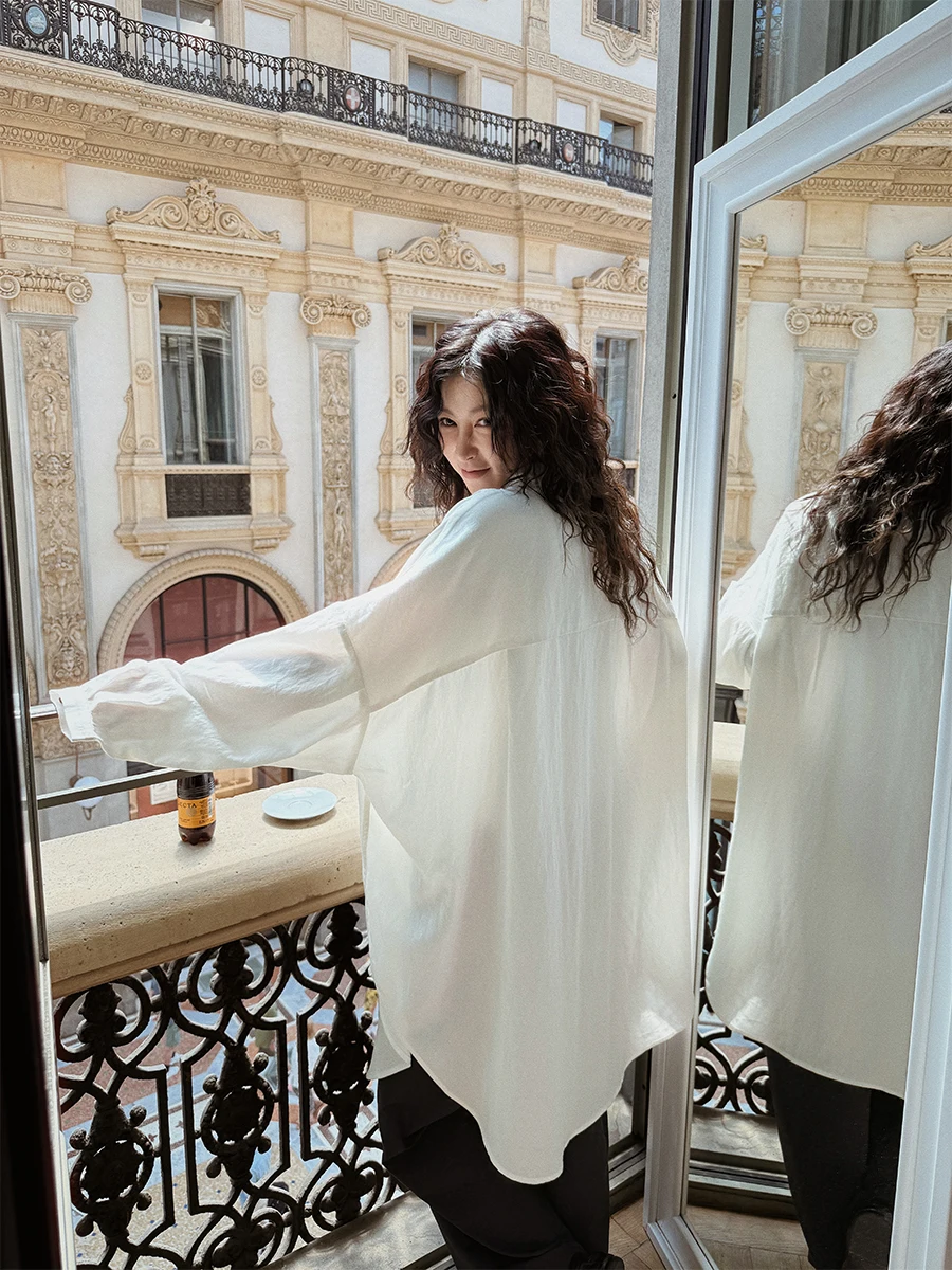 

Faionable Commuter Classic Tee-Color Basic Large Size irt Long Sve irt Jaet Top for Women Casual Loose Fit