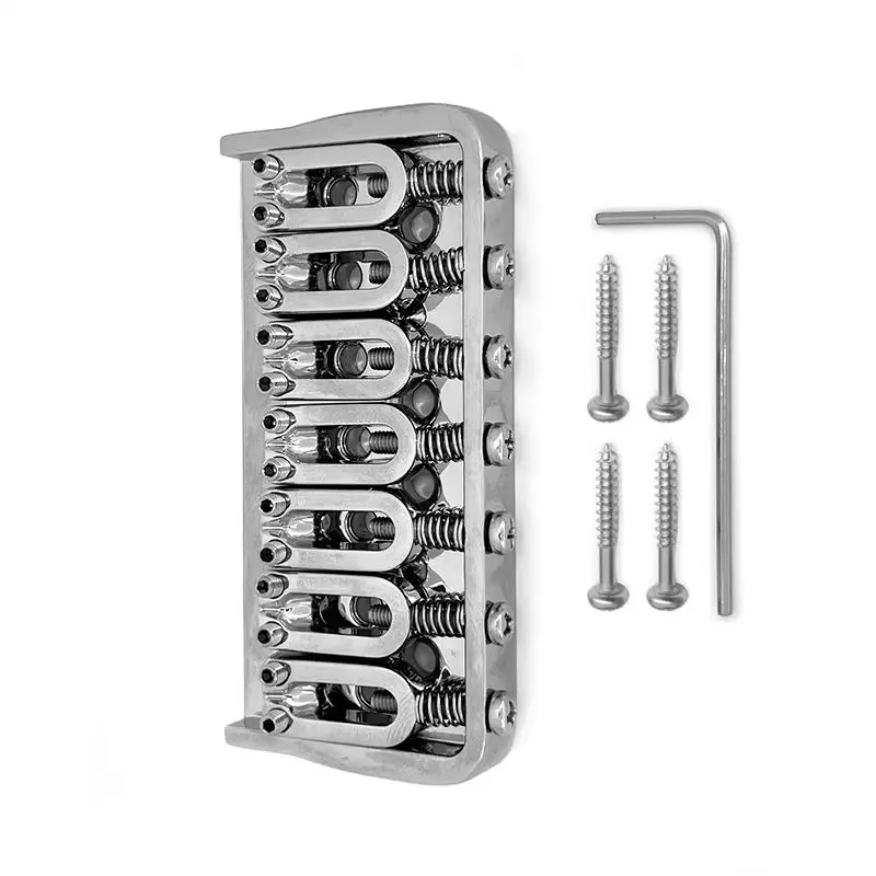 Gold 7 String Electric Guitar Fixed Hardtail Bridge 83x38mm 10.5mm String Spacing Through Body Mount Hard Tail Guitar Bridge