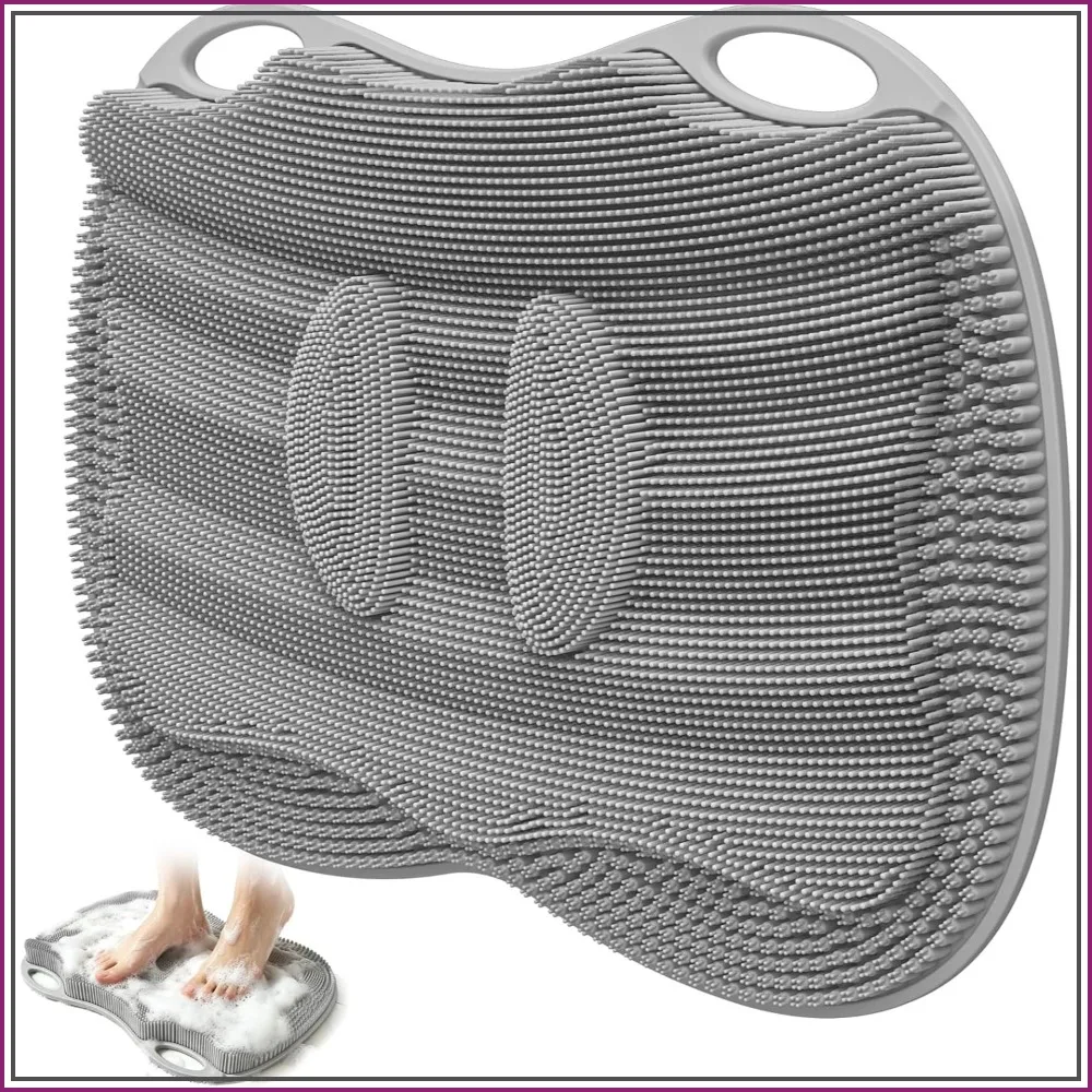 

XL Shower Foot Scrubber Mat, Silicone Feet Toes Massage Cleaner, Long Brush Pad with Non-Slip Suction Cups for Foot Bath Exfoliate Smooth Skin