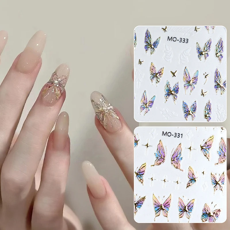 Bronzing ผีเสื้อรูปร่างเงาเล็บสติกเกอร์เล็บจัดแต่งทรงผม Stereoscopic เล็บ DIY Nail Art Salon ผู้ที่ชื่นชอบเล็บ