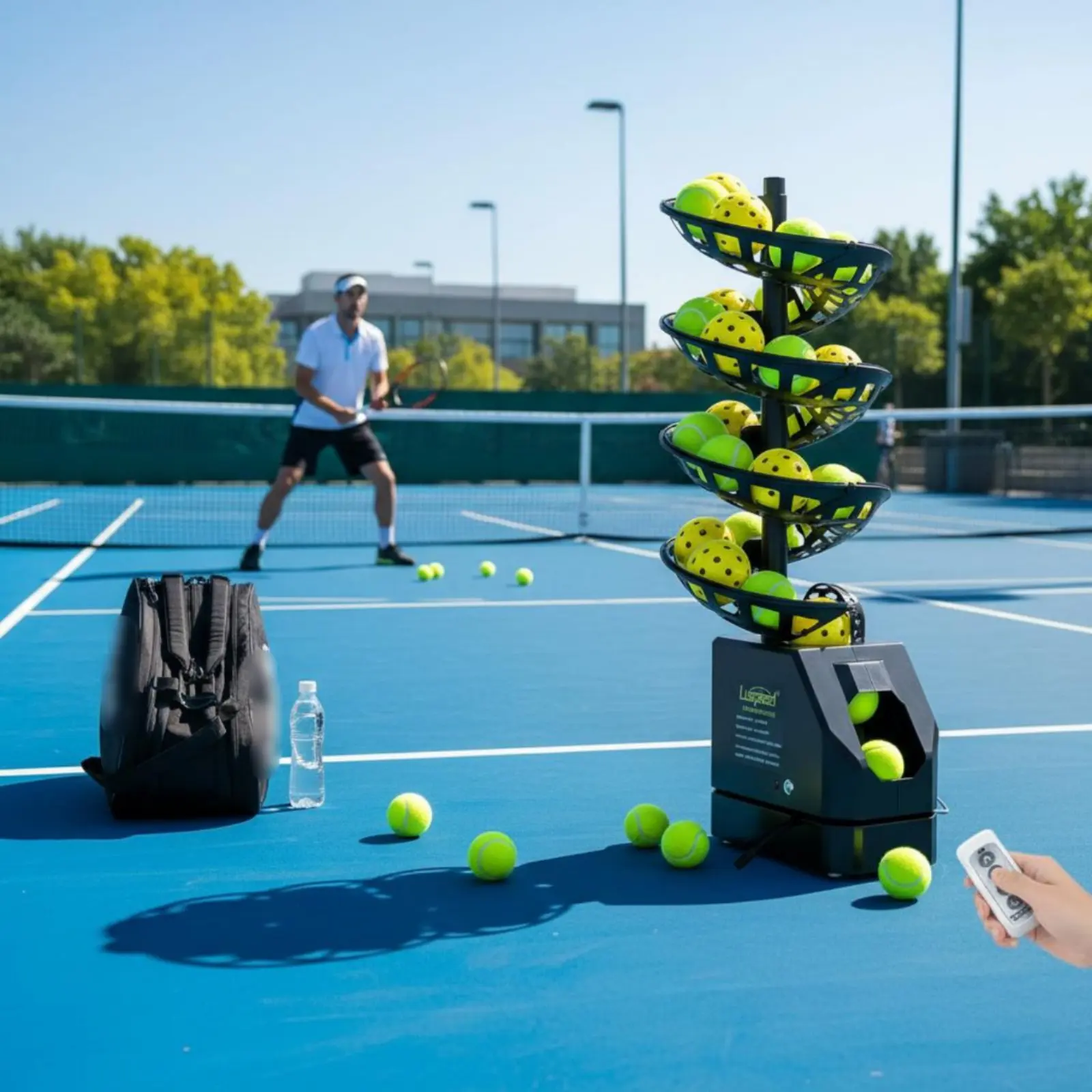 

Racket Sport Training Machine Long Battery Life Racket Sport Sphere Throwing Machine Wireless Control Sphere Thrower