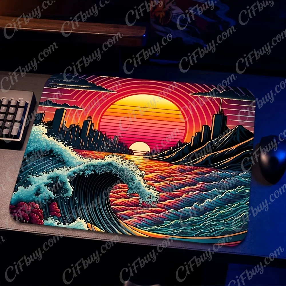 CIFbuy Mouse Pad Smooth Gaming Surface Fast Tracking Anti Slip Rubber Base Durable Desk Mat for PC Office Gamer Ocean SunriseArt
