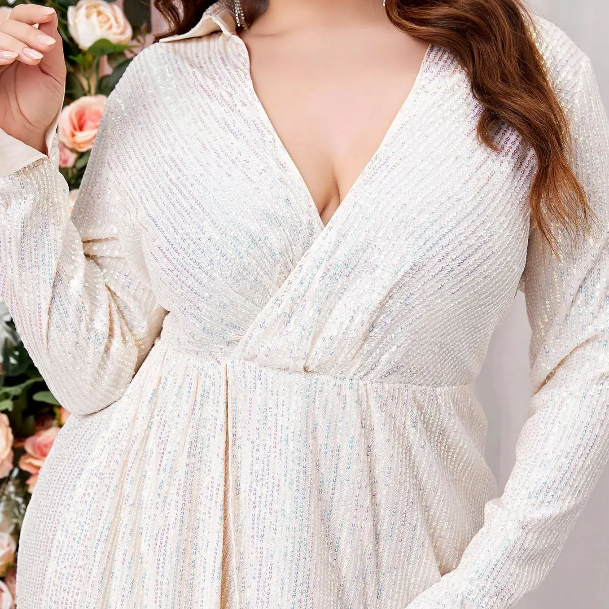 Plus Size Women Elegant Dresses 2023 Autumn Irregular Waist Shirt Dress Long Sleeve Lapel Wedding Guest Evening Party Dresses