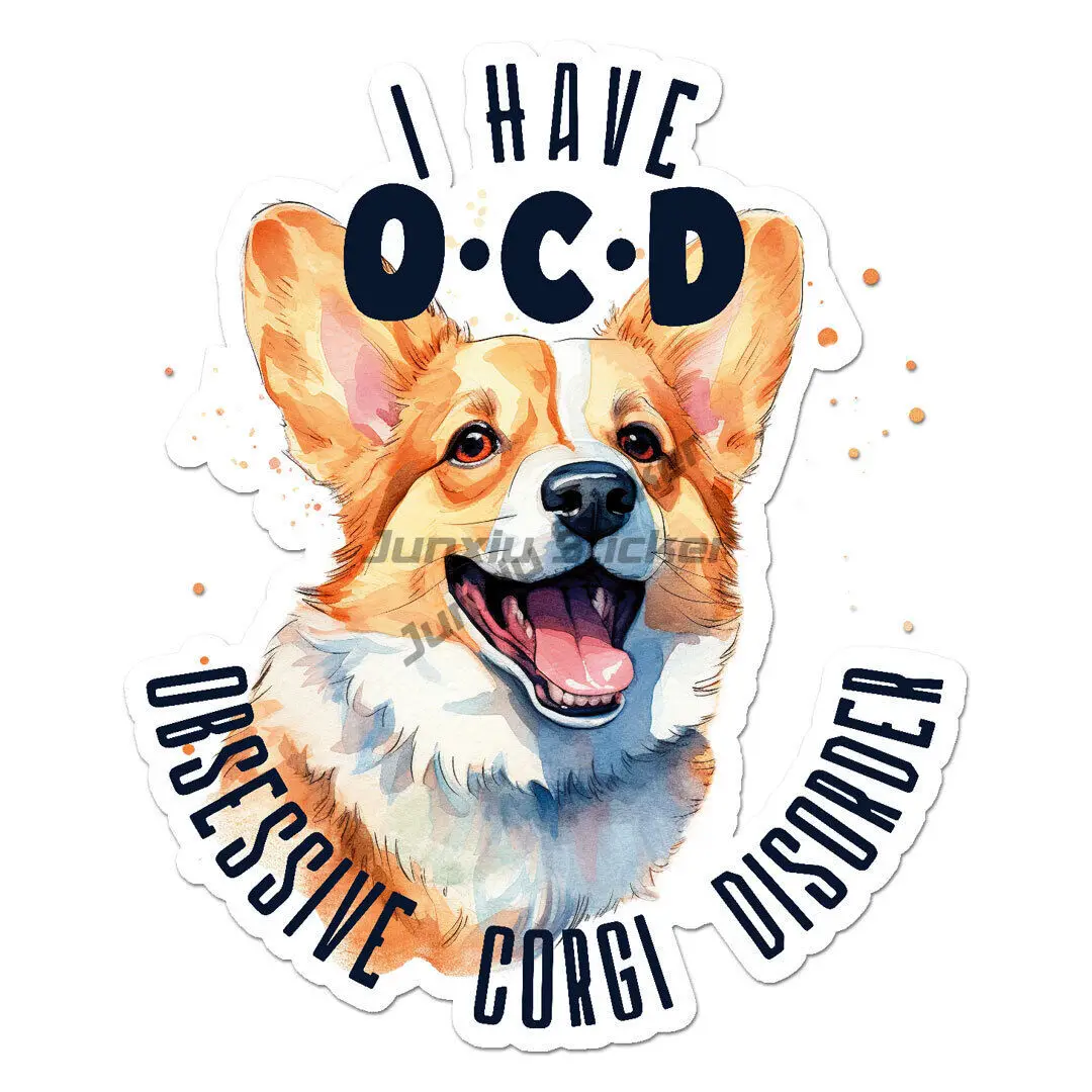 OCD Corgi Dog Vinyl Decal Sticker Bumper Window Phone Trunk Guitar Cover scratches Exterior Decor