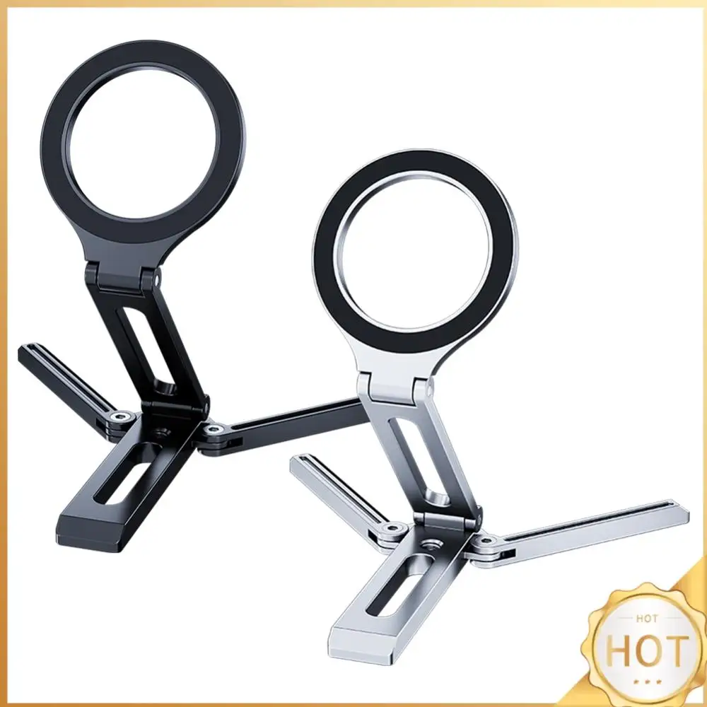 

Magnetic Folding Phone Holder Aluminum Alloy Foldable Phone Stand Multifunctional Portable Desktop Phone Mount for iPhone 12-15