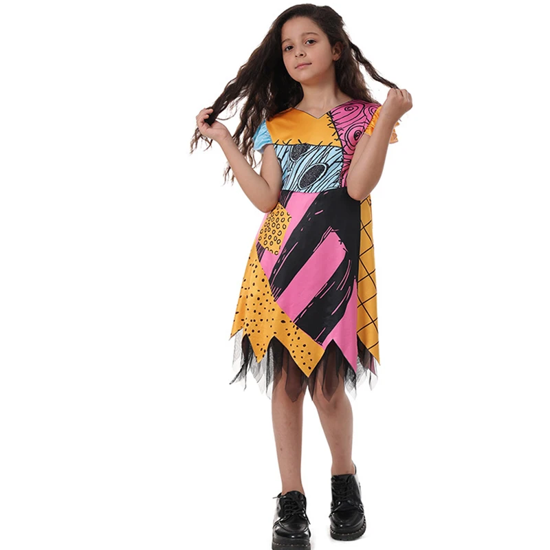 Kids 2024 Nightmare Before Christmas Sally Halloween Vestidos Jack Cosplay Costume Dress Girls Boy Children Carnival Party Dress