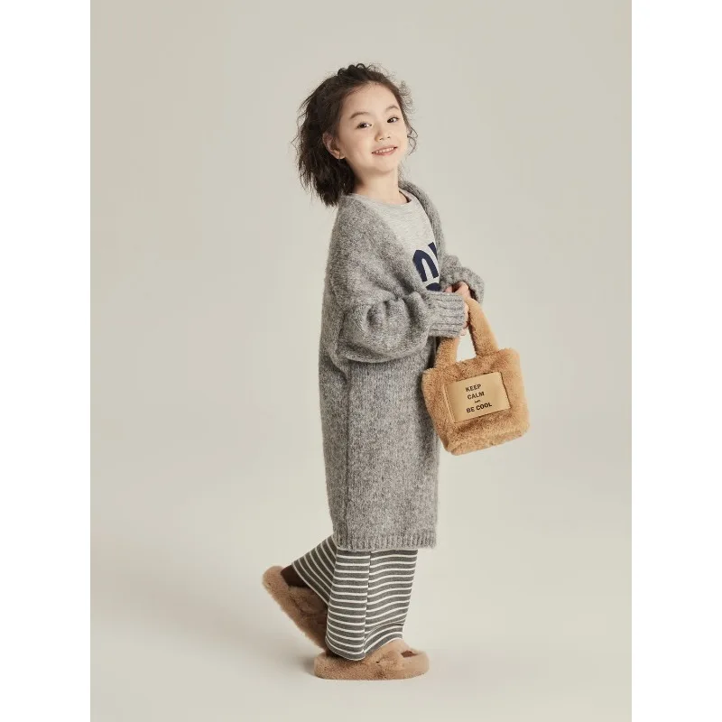 

Korean Version Girls' Sweater Cardigan 2025 Autumn and Winter New Style Children's Stylish Thick Long Knitted Coat Jacket