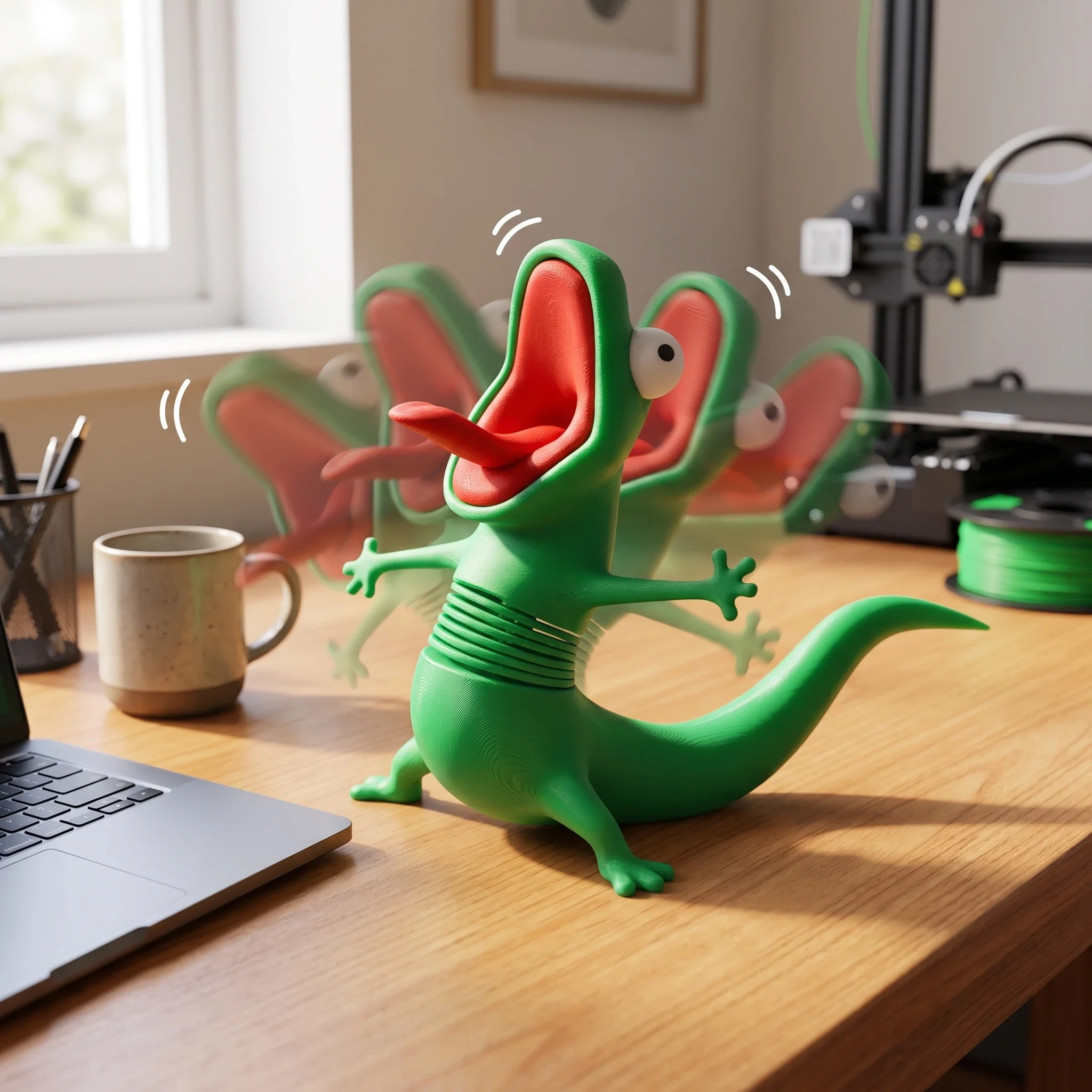 3D Printed Cute Lizard Tom Desktop Pendant Swinging Head Car Mini Decorative Pendant Cute Lizard Cartoon Decor Gift