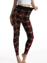 NDUCJSI Sexy Leggins Workout High Waist Plaid Printed Women Leggings Sports Pants Running Push Up Trousers Elastic Fitness Gym