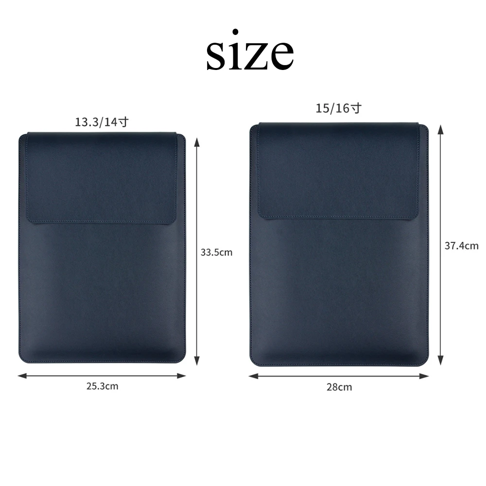 Business Office Commuting Personalized Laptop Pouch Luxury PU Leather Protective Laptop Sleeve With Stand Charger Storage Bag